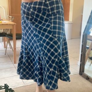 Blue and white patchwork checkered skirt